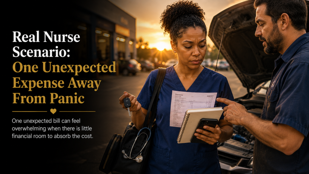 Nurses fear financial emergencies after an unexpected car repair creates financial stress despite working full-time