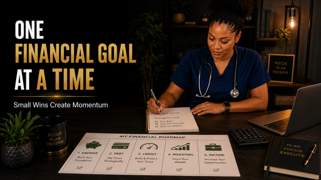 Nurse focusing on one financial goal at a time