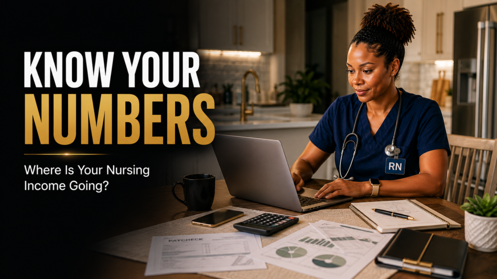 Nurse reviewing income and monthly expenses