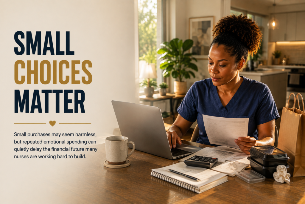 Confident Black registered nurse building financial confidence after burnout through budgeting, saving, and intentional financial habits.